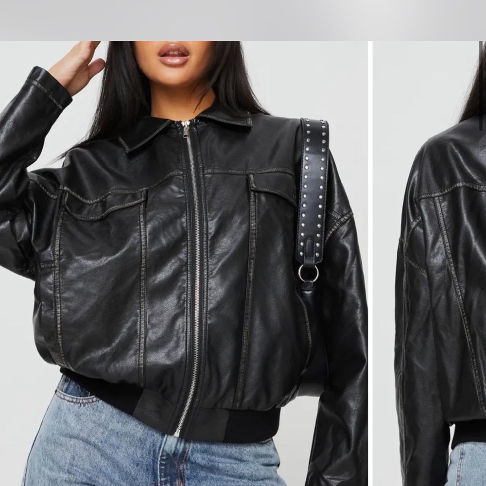 Women’s Princess Polly Tanza Faux Leather Jacket - Washed Black